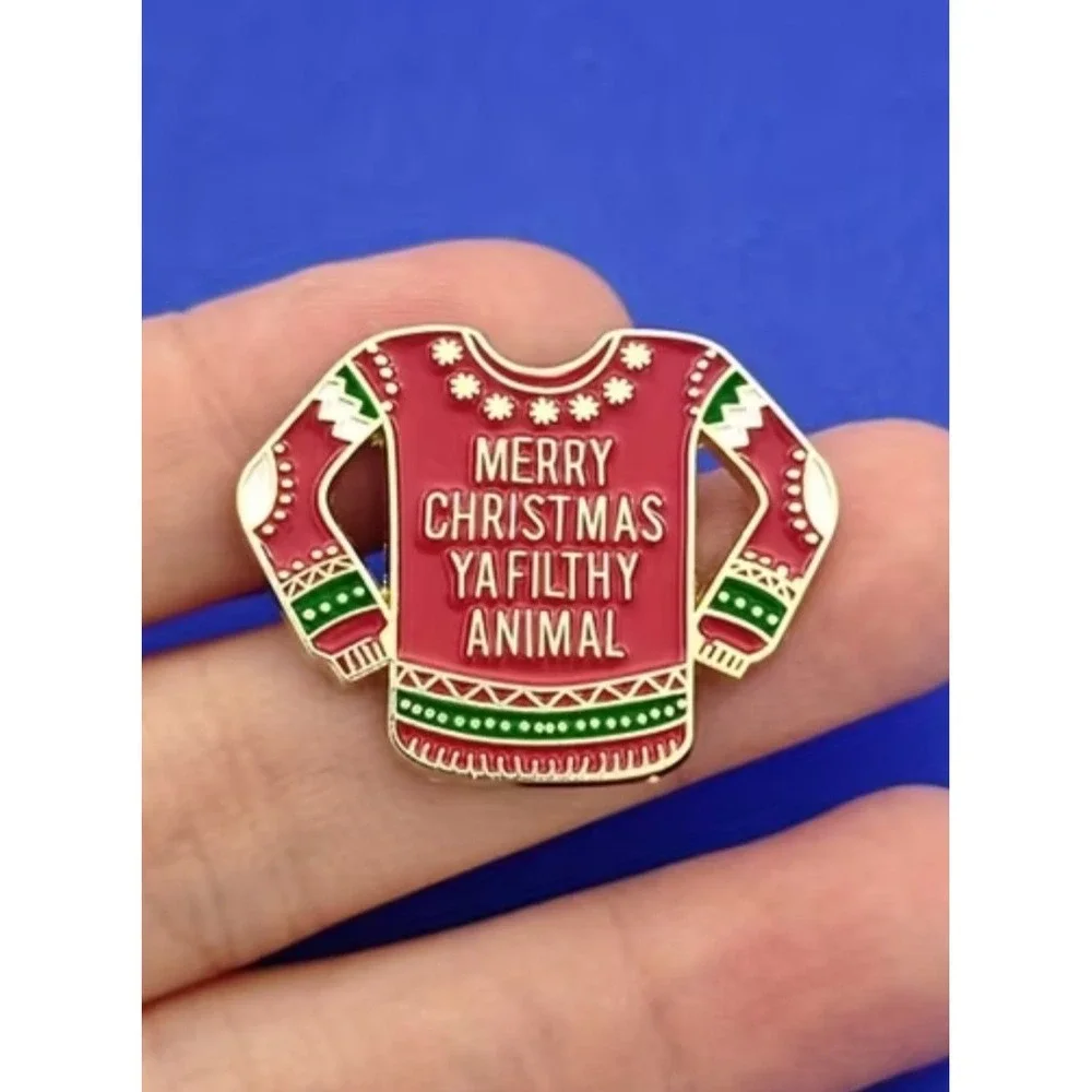 Merry Christmas Ya Filthy Animal Ugly Sweater Enamel Pin Home Alone